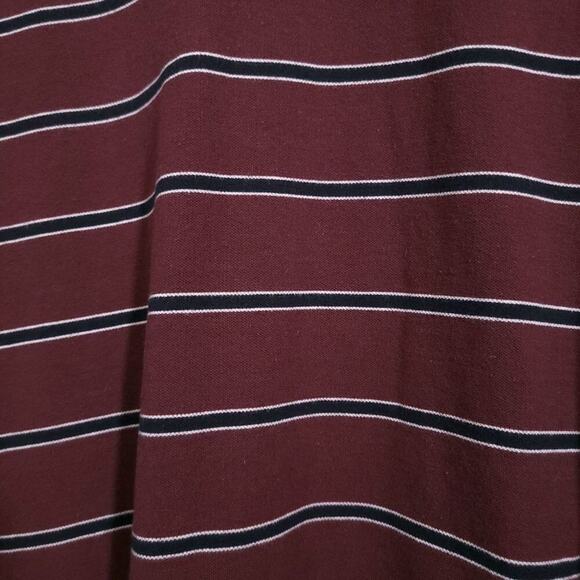 Lands End Cotton Polo Size Xxl Striped Maroon White Navy Mens Shirt   - Picture 6 of 7